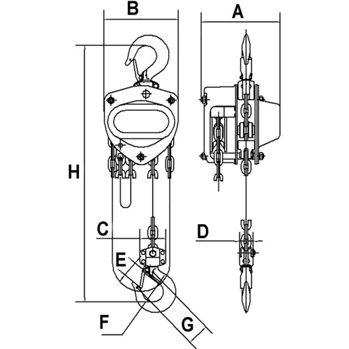 KCH Series Chain Hoists, 20' Lift, 2200 lbs. (1 tons) Capacity, Alloy Steel Chain Groupe Belzile Dickner