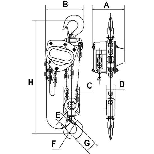 KCH Series Chain Hoists, 20' Lift, 11000 lbs. (5 tons) Capacity, Alloy Steel Chain Groupe Belzile Dickner