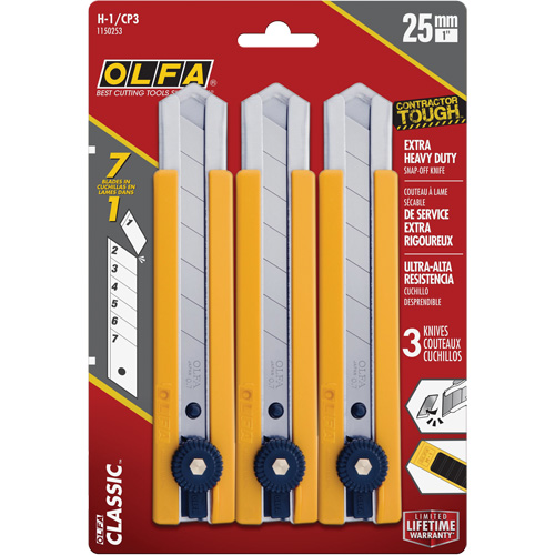 H-1 Classic Extra Heavy-Duty Utility Knife with Rubber Grip Inset, 25 mm Groupe Belzile Dickner