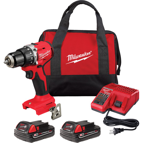 M18 Compact Brushless Hammer Drill/Driver Kit, Lithium-Ion, 18 V, 1/2" Chuck, 550 in-lbs Torque Groupe Belzile Dickner
