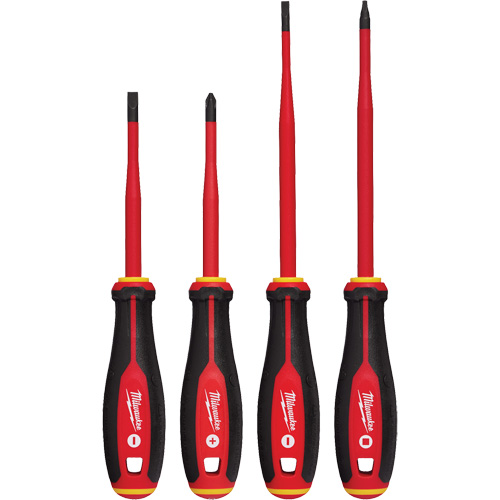 Jeu de tournevis isol&eacute;s &agrave; pointe &eacute;troite, 4 mcx, Magn&eacute;tique Groupe Belzile Dickner