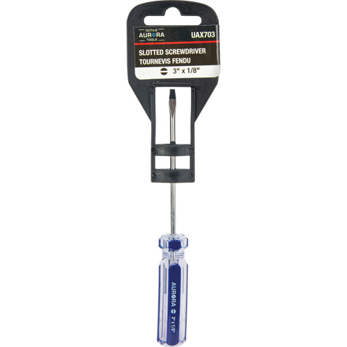 Tournevis &agrave; fente bleu transparent avec bandes , Tige de 1/8", Ronde, Prise en Plastique Groupe Belzile Dickner