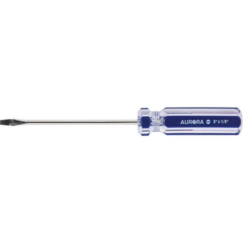 Tournevis &agrave; fente bleu transparent avec bandes , Tige de 1/8", Ronde, Prise en Plastique Groupe Belzile Dickner