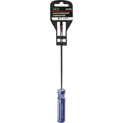 Tournevis &agrave; fente bleu transparent avec bandes, Tige de 3/16", Ronde, Prise en Plastique Groupe Belzile Dickner