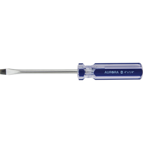 Tournevis &agrave; fente bleu transparent avec bandes, Tige de 1/4", Ronde, Prise en Plastique Groupe Belzile Dickner