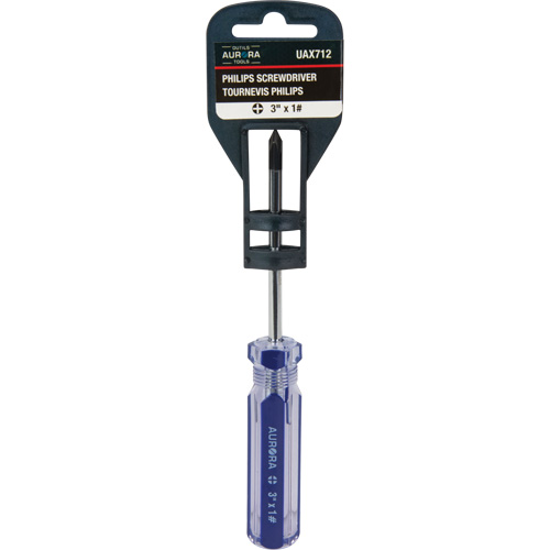 Tournevis Philips bleu transparent avec bandes, #1, Prise Plastique Groupe Belzile Dickner