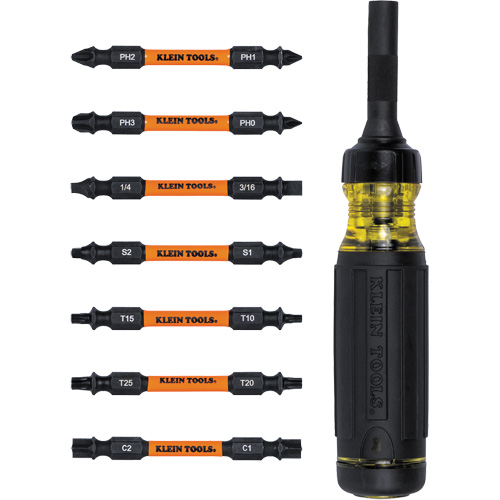 15-in-1 Ratcheting Impact-Rated Multi-Bit Torsion Zone Screwdriver, 9-1/2" L, Cushion Grip Handle Groupe Belzile Dickner