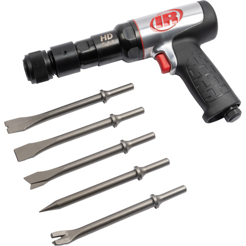 5-Piece Heavy-Duty Air Hammer with Chisel Set, 2.66 CFM, 1/4" NPT, 2600 BPM, 3/4" x 3" (19mm x 76mm) Groupe Belzile Dickner