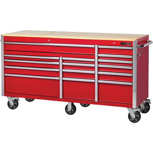 PRC7215 Pro Series Roller Cabinet, 15 Drawers, 72" W x 24" D x Red Groupe Belzile Dickner