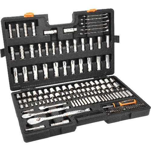 Jeu d'outils manuels pour m&eacute;canicien 90T SAE/MM avec prises 1/4", 3/8” & 1/2" Groupe Belzile Dickner