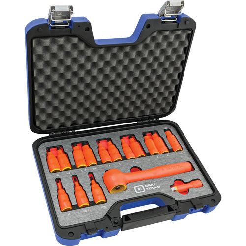 3/8" Drive SAE & Metric Hex Bit Insulated Socket and Attachment Set, 1000 V, 16 Pcs Groupe Belzile Dickner