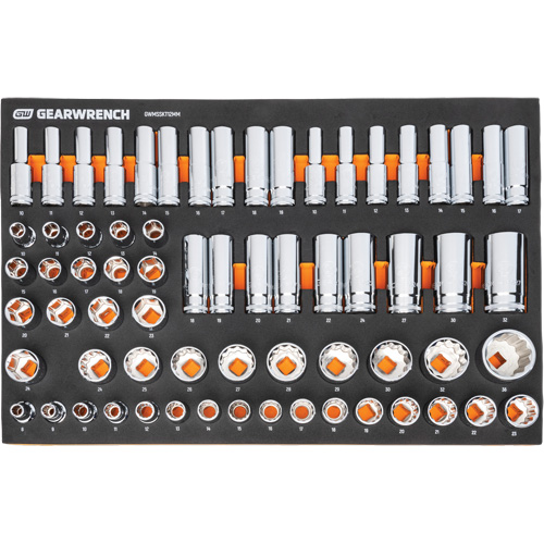 Jeu d'outils m&eacute;triques pour m&eacute;canicien MEGAMOD dans des plateaux en mousse modulaire avec armoire roulante &agrave; outils, 358 morcea Groupe Belzile Dickner