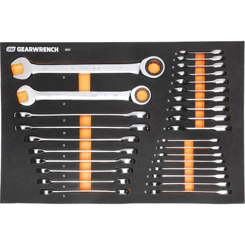 Jeu d'outils m&eacute;triques pour m&eacute;canicien MEGAMOD dans des plateaux en mousse modulaire avec armoire roulante &agrave; outils, 358 morcea Groupe Belzile Dickner