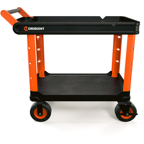 RAILWORKS 2-Shelf Industrial Utility Cart with 8" Casters, 47" L x 24-1/2" W x 37-4/5" H, Black/Orange Groupe Belzile Dickner