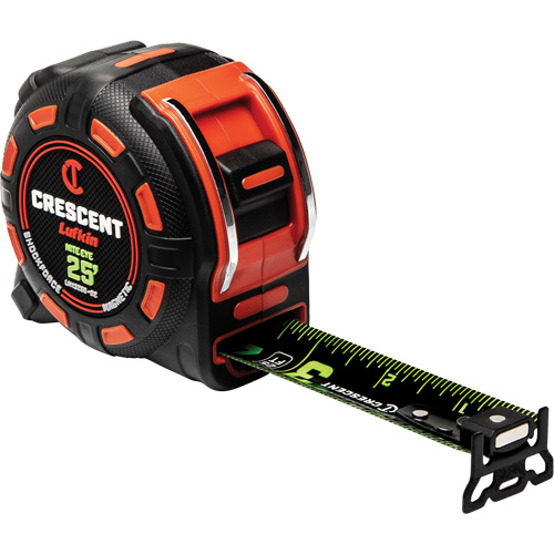 Shockforce NITE EYE Magnetic Tape Measure, 1-1/4" x 25', SAE Graduations Groupe Belzile Dickner