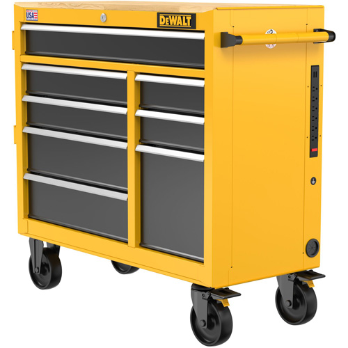 Heavy-Duty Mobile Workstation, 8 Drawers, 40" W x Yellow Groupe Belzile Dickner