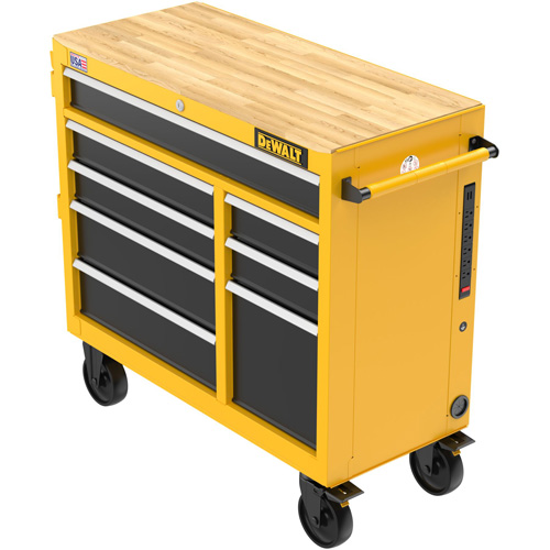 Heavy-Duty Mobile Workstation, 8 Drawers, 40" W x Yellow Groupe Belzile Dickner