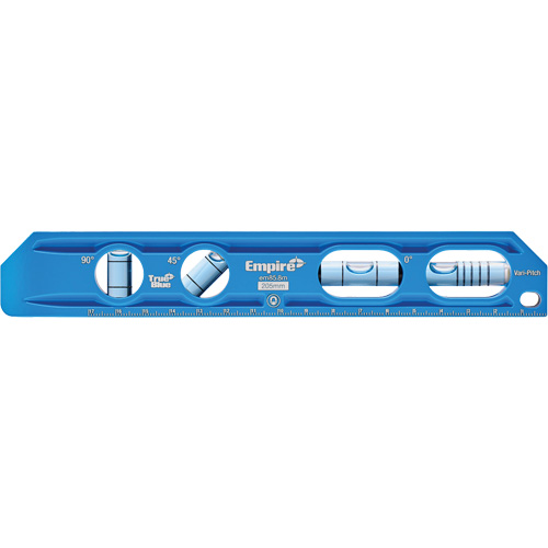 TRUE BLUE&reg; Die Cast Torpedo Level, 8" L, Aluminum, 4 Vials, Magnetic Groupe Belzile Dickner