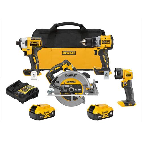 Ensemble de quatre outils combin&eacute;s sans fil et sans balai XR, Lithium-ion, 20 V Groupe Belzile Dickner