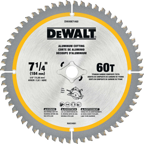 Lame circulaire en acier avec pointes en carbure de tungst&egrave;ne, 7-1/4", 60 dents, Pour Non ferre Groupe Belzile Dickner