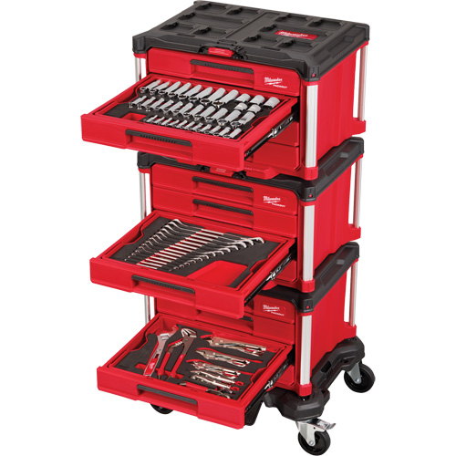 366-Piece Master Mechanics Hand Tool Set with PACKOUT Drawers & Dolly, 16-3/10" x 22-1/5" x 48-5/8", Black/Red Groupe Belzile Dickner