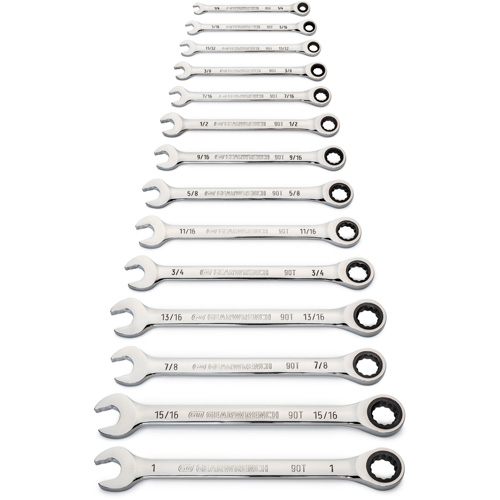 90-Tooth 12 Point SAE Wrench Set, Ratcheting Combination, 14 Pieces, Imperial Groupe Belzile Dickner