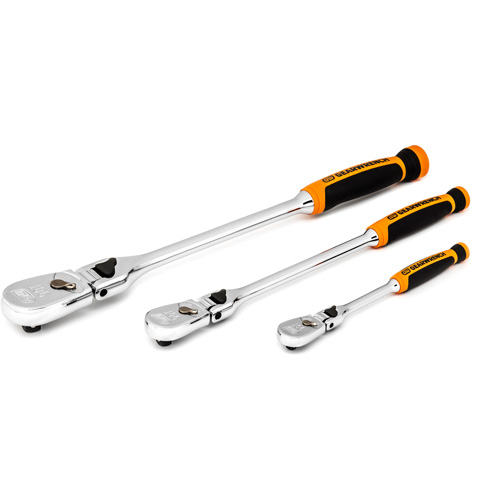 1/4", 3/8" & 1/2" Drive 90-Tooth Dual Material Locking Ratchet Set Groupe Belzile Dickner