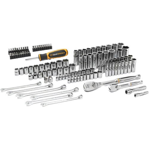 Jeu d'outils manuels pour m&eacute;canicien 90T SAE/m&eacute;trique avec prises 1/4" & 3/8" Groupe Belzile Dickner