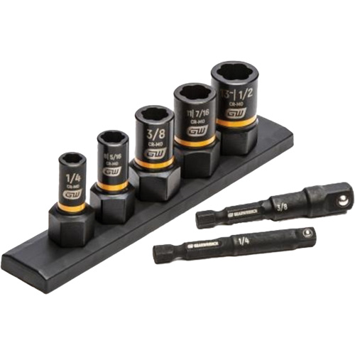Jeu de douilles d'extraction SAE Bolt Biter, 7 Mcx, Chocs, Prise de 1/4"/3/8" Groupe Belzile Dickner