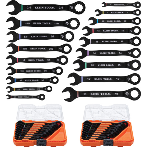 Wrench Set, Ratcheting Combination, 18 Pieces, Imperial and Metric Groupe Belzile Dickner