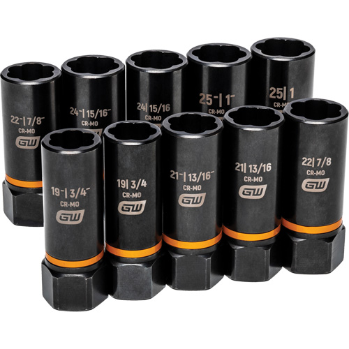 Bolt Biter Extraction Socket Set, 10 Pcs, Impact, 1/2" Drive Size, Deep Groupe Belzile Dickner
