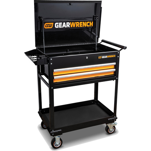 Chariot utilitaire, 2 tiroirs, 32-1/2" la x 42" h, Noir/Orange Groupe Belzile Dickner
