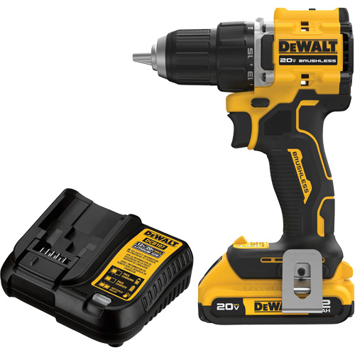 ATOMIC COMPACT SERIES Brushless Cordless Drill/Driver Kit, Lithium-Ion, 20 V, 1/2" Chuck Groupe Belzile Dickner