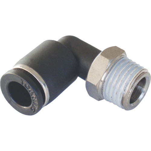 Adaptateur coude m&acirc;le NPT MAXFIT &agrave; raccord instantan&eacute; (push-to-connect), 3/8" x 1/2" dia., Polym&egrave;re PBT Groupe Belzile Dickner
