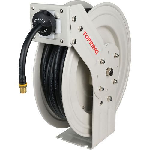 MAXREEL Single-Arm Automatic Rewind L Hose Reel with Rubber Hose, Air, 3/8" x 50', Single Hose, 250 PSI Groupe Belzile Dickner