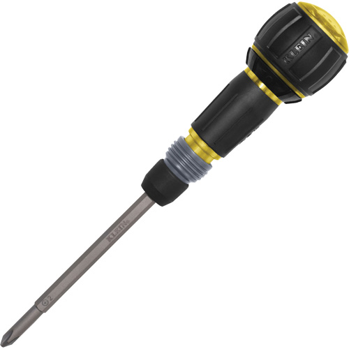 Ratcheting Fastbit Tru-Grip Screwdriver, Phillips & Slotted Bits, 8-1/2" L, Plastic/Cushion Grip Handle Groupe Belzile Dickner