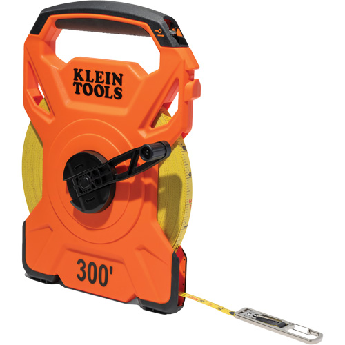 Open Reel Tape Measure with Single Hook and Carabiner, 1/2" x 300', 1/10" Graduations Groupe Belzile Dickner