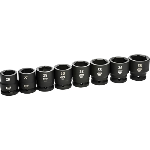 6-Point Metric Socket Set, 8 Pcs, Impact, 3/4" Drive Size Groupe Belzile Dickner