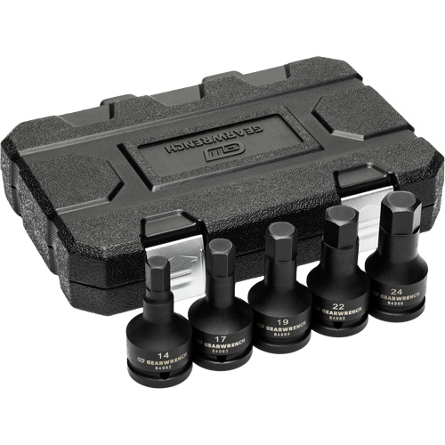 Metric Impact Bit Socket Set with Blow Mold Case, Hex, 3/4" Drive, 5 Pcs Groupe Belzile Dickner