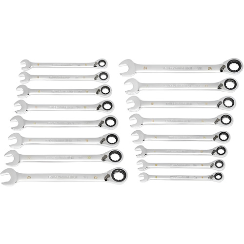 90-Tooth 12-Point Reversible Wrench Set, Ratcheting Box, 16 Pieces, Metric Groupe Belzile Dickner