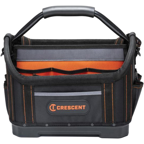 14" Tradesman Open Top Tool Bag, 1680 Denier/Polyester, 25 Pockets, Black/Grey/Orange Groupe Belzile Dickner