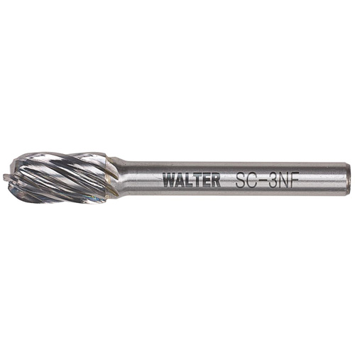 Double Cut Cylindrical Round Nose Carbide Burr, 1/2" Dia., 1" Depth of Cut Groupe Belzile Dickner