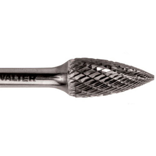 Double Cut Tapered Burr, SG-5, 1/2" Dia., 1/4" Shank, 1" Depth of Cut Groupe Belzile Dickner