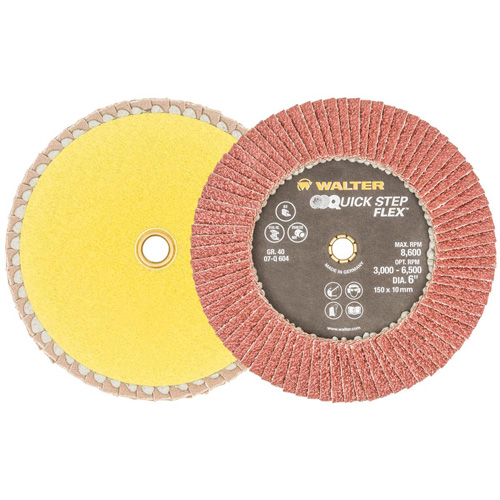QUICK-STEP FLEX Flap Disc, 6" x Type 29, 40 Grit, Aluminum Oxide Groupe Belzile Dickner