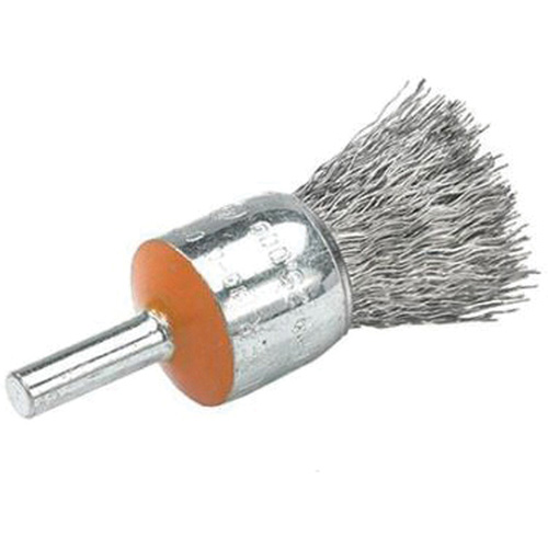 Mounted End Brush with Crimped Wires, 1/2", 0.01" Fill, 1/4" Shank Groupe Belzile Dickner