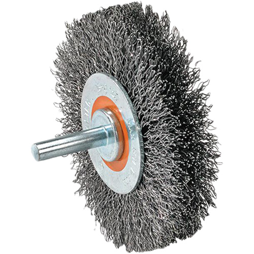 Mounted Wire Brush, 1-3/8" Dia., 0.008" Fill, 1-1/4" Arbor Groupe Belzile Dickner