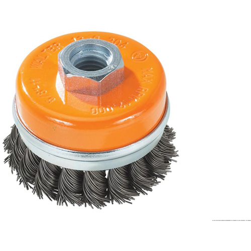 Brosse boisseau &agrave; fils nou&eacute;s avec anneau, 4" dia. x 5/8"-11 arbre Groupe Belzile Dickner