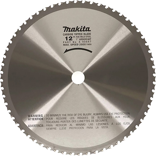 Cut Off Saw Blade for Portable Cut Off Saws, 12", 60 Teeth, Metal Use Groupe Belzile Dickner