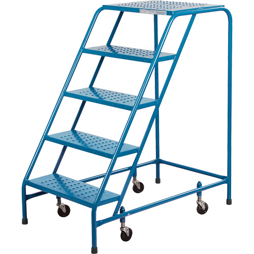 Rolling Step Ladder, 5 Steps, 18" Step Width, 46" Platform Height, Steel Groupe Belzile Dickner