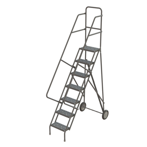 Steel Rolling Ladder, 7 Steps, 16" Step Width, 70" Platform Height, Steel Groupe Belzile Dickner